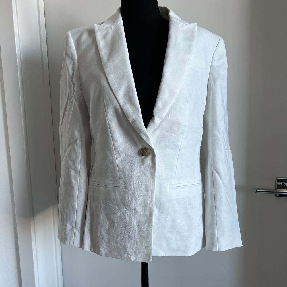 J Crew Alexandra Blazer In Stretch Linen Blend Womens Size 8 White